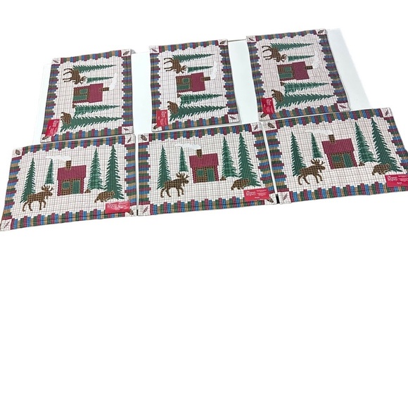 Make The Season Bright Set Of 6 Red & Green Placemats 18x14 Christmas Winter NWT - Picture 6 of 11